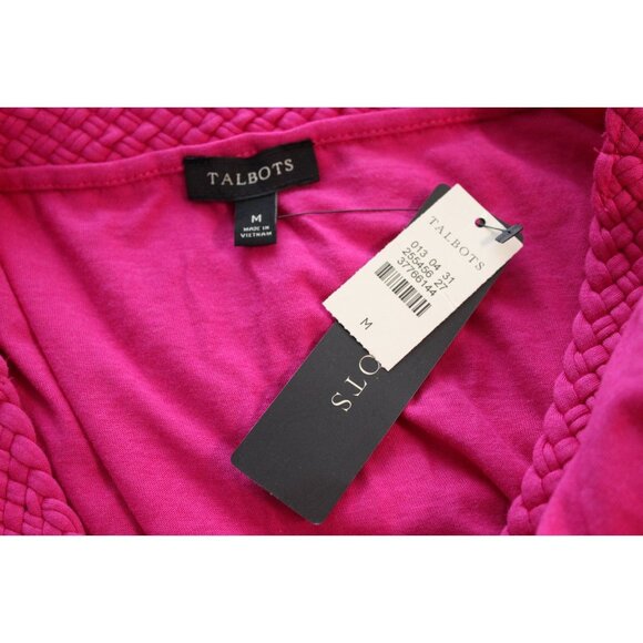 NWT Talbots Blouse Size Medium Fuschia Short Sleeve Preppy Casual Cotton Stretch - Picture 10 of 11